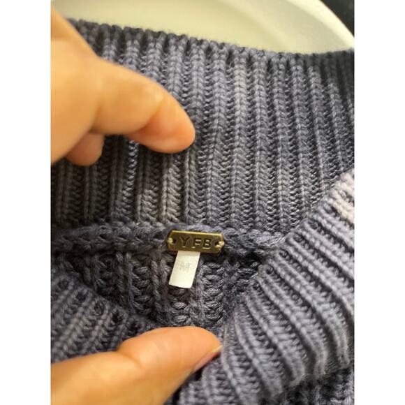 YFB Bernice Sweater // Blue Tide Terra Wash Knit Woven Sz M - Picture 3 of 10